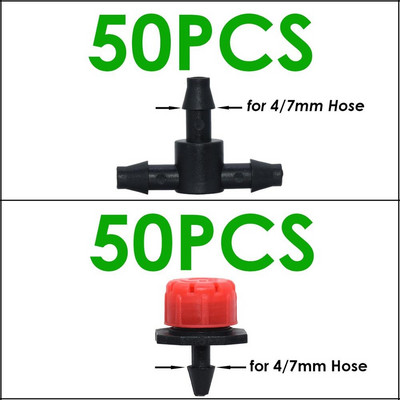 SPRYCLE 50 DB 4/7 mm-es tüskés pólócsatlakozó és állítható csepegtető mikro csepegtető öntözési emitter 1/4 hüvelykes tömlős kerti üvegházhoz