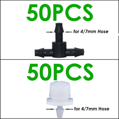 SPRYCLE 50 DB 4/7 mm-es tüskés pólócsatlakozó és állítható csepegtető mikro csepegtető öntözési emitter 1/4 hüvelykes tömlős kerti üvegházhoz
