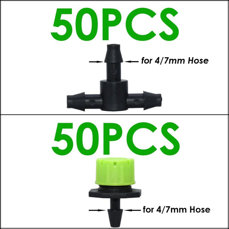 SPRYCLE 50 DB 4/7 mm-es tüskés pólócsatlakozó és állítható csepegtető mikro csepegtető öntözési emitter 1/4 hüvelykes tömlős kerti üvegházhoz