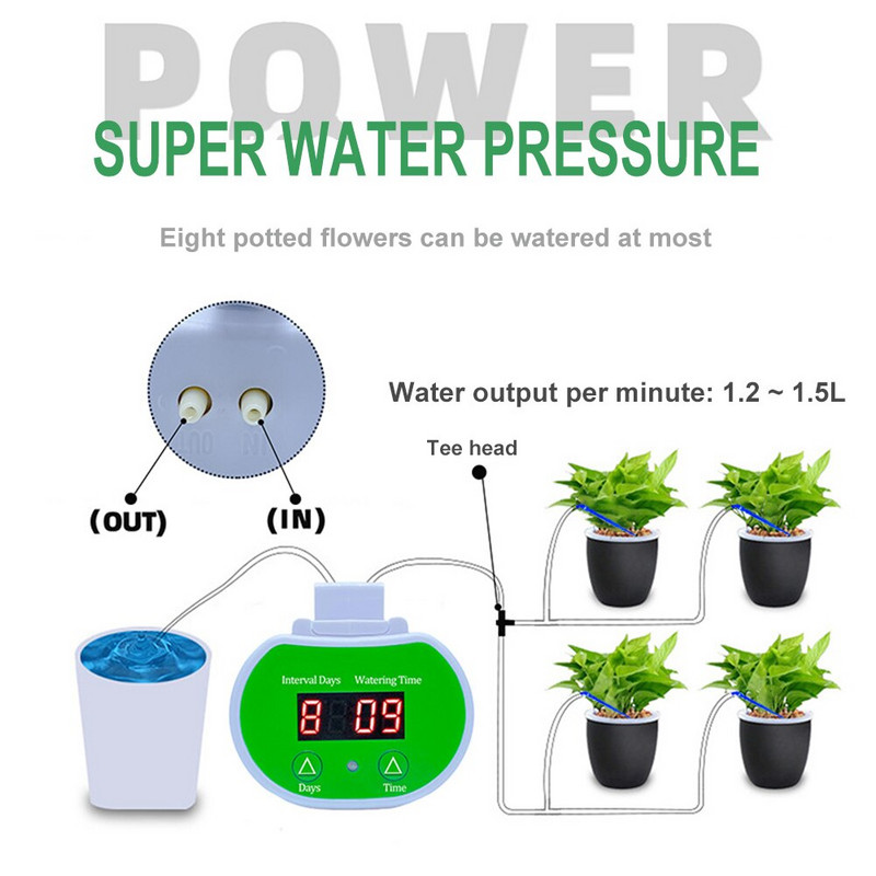8/4/2 fejű, automatikus öntözőszivattyú-vezérlő Virágnövények Otthoni locsoló csepegtető öntözőkészülék Szivattyú-időzítő rendszer kertekhez