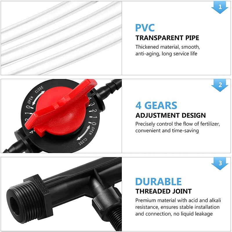 Drėkinimo Venturi trąšų maišytuvo purkštukų įtaisas žemės ūkiui Sodo lašelinio drėkinimo automatinis trąšų purkštukų rinkinys