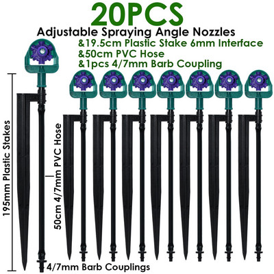 SPRYCLE vandens lašelinio drėkinimo reguliuojami purkštuvai 60/90/180/270/360 laipsnio 195 mm kuolelis vazoniniams augalams laistyti sodo įrankiai