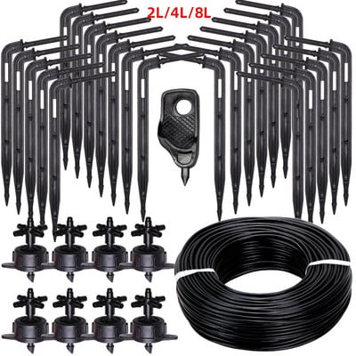 Σύστημα άρδευσης κήπου 4-Way 2L 4L 8L 3/5mm Hose Ebow Arrow Kit for Greenhouse Lawn Pot Plants Micro Drippers Πότισμα