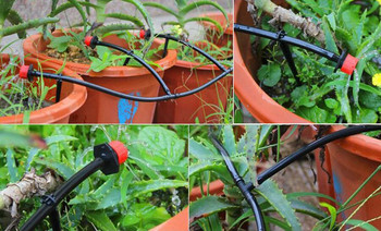 MUCIAKIE 25 м система за градинско напояване Комплект за микро капково напояване 4/7 мм PVC маркуч с шипчета Регулируеми капкообразуватели Поливане на цветя Bonai