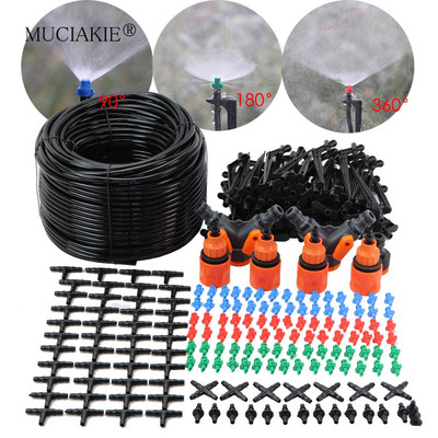 MUCIAKIE 5-50M Micro Spray Kits 90 180 360 Degrees Misting Nozzle on Stake Garden Drip Irrigation Σετ ψύξης συστήματος μικρο-ψεκασμού