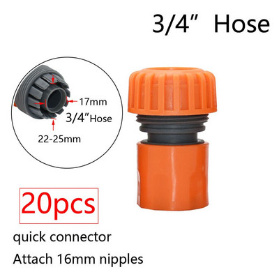 20 vnt sodo žarnos greito montavimo adapteris 1/2" 3/4" 1" žarna laistymo vandens pistoleto stabdymo jungtis Spenelis Sodo čiaupo reduktoriaus mova