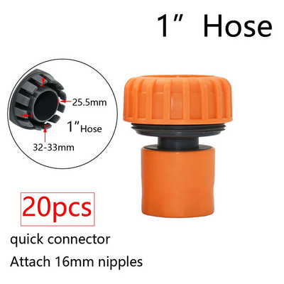 20 vnt sodo žarnos greito montavimo adapteris 1/2" 3/4" 1" žarna laistymo vandens pistoleto stabdymo jungtis Spenelis Sodo čiaupo reduktoriaus mova