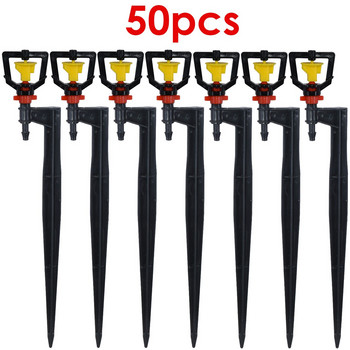 KESLA 50PCS 360 Degrees Sprinklers Micro Spayers on 20cm Stake Garden Dirp Irgation Rozzles Plant Lawn for 1/4in Hose