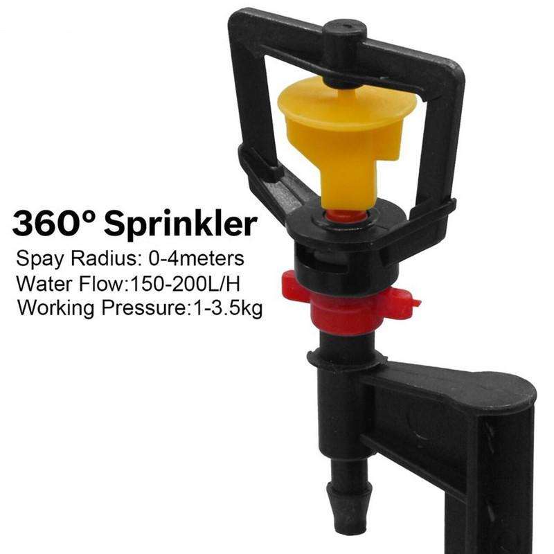 KESLA 50 buc. Aspersoare la 360 de grade, micro pulverizatoare pe țăruș de 20 cm, duze de udare pentru irigare prin murdărie de grădină, gazon pentru plante pentru furtun de 1/4 inch