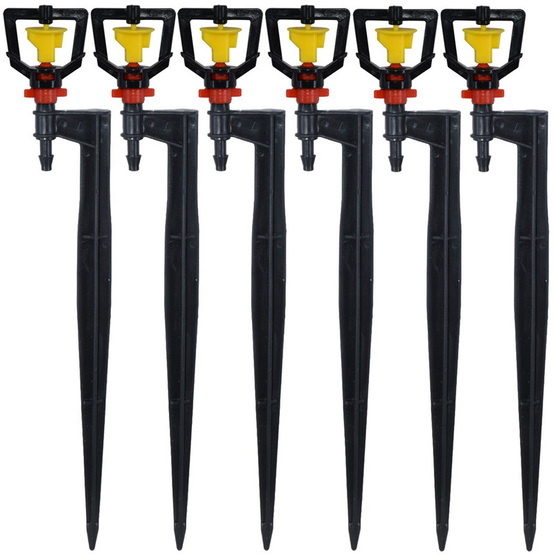 KESLA 50 buc. Aspersoare la 360 de grade, micro pulverizatoare pe țăruș de 20 cm, duze de udare pentru irigare prin murdărie de grădină, gazon pentru plante pentru furtun de 1/4 inch