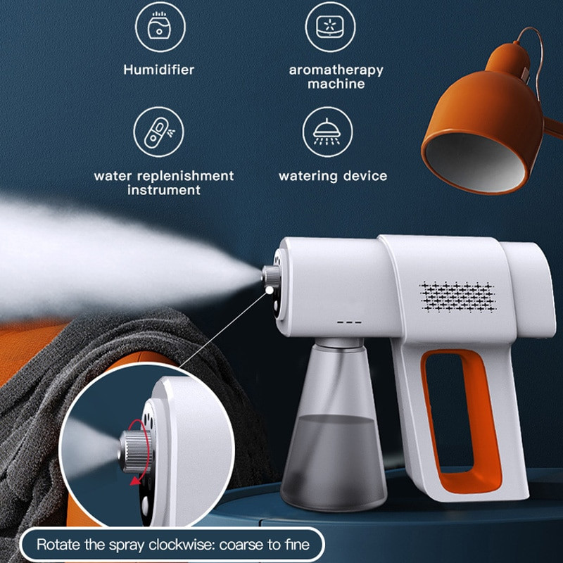 GD08 Prijenosni električni raspršivač za dezinfekciju, plavo svjetlo, punjivi nano parni pištolj za raspršivanje vode, raspršivač za kućnu dezinfekciju