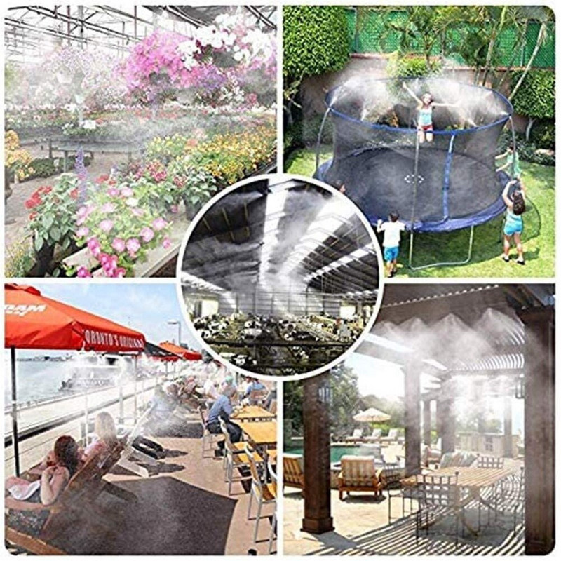 Trambulin Graden Spray System Alacsony nyomású ködpermetező fúvóka Mikro-csepegő öntözőkészlet Finom Fog hűtőrendszer Sprinkler