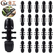 10/20/50 tk 16 mm kuni 4/7 mm toruliitmik Aia kastmisveeadapter 6-suunaline PE toru 1/4-tollise mikrovooliku ühendusliigendiga