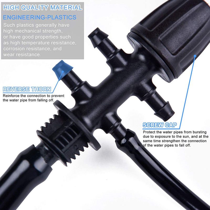 10/20/50 tk 16 mm kuni 4/7 mm toruliitmik Aia kastmisveeadapter 6-suunaline PE toru 1/4-tollise mikrovooliku ühendusliigendiga