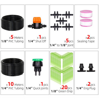 Kerti öntöző csepegtető készlet Zöld ívelt nyíl csepegtető 3/5 mm-től 4/7 mm-ig tömlőcsatlakozó üvegházi öntözés cserepes víztakarékos