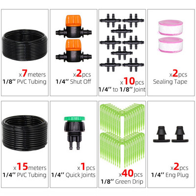 Kerti öntöző csepegtető készlet Zöld ívelt nyíl csepegtető 3/5 mm-től 4/7 mm-ig tömlőcsatlakozó üvegházi öntözés cserepes víztakarékos