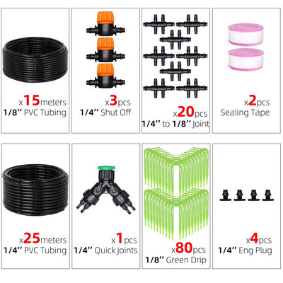 Kerti öntöző csepegtető készlet Zöld ívelt nyíl csepegtető 3/5 mm-től 4/7 mm-ig tömlőcsatlakozó üvegházi öntözés cserepes víztakarékos