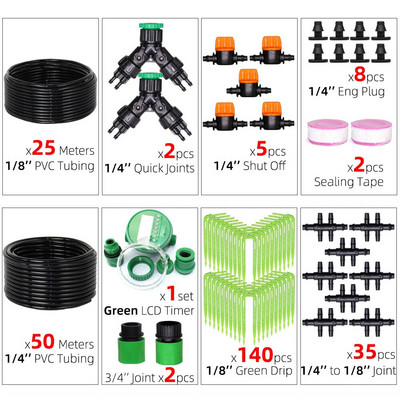 Kerti öntöző csepegtető készlet Zöld ívelt nyíl csepegtető 3/5 mm-től 4/7 mm-ig tömlőcsatlakozó üvegházi öntözés cserepes víztakarékos
