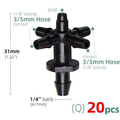 Kerti öntöző csepegtető készlet Zöld ívelt nyíl csepegtető 3/5 mm-től 4/7 mm-ig tömlőcsatlakozó üvegházi öntözés cserepes víztakarékos
