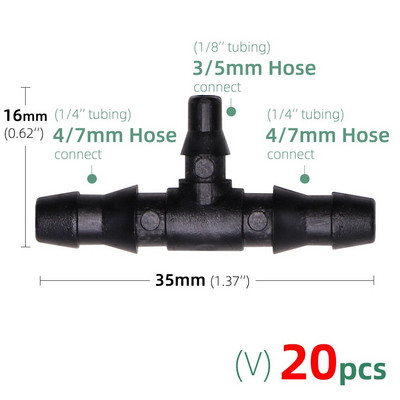 Kerti öntöző csepegtető készlet Zöld ívelt nyíl csepegtető 3/5 mm-től 4/7 mm-ig tömlőcsatlakozó üvegházi öntözés cserepes víztakarékos