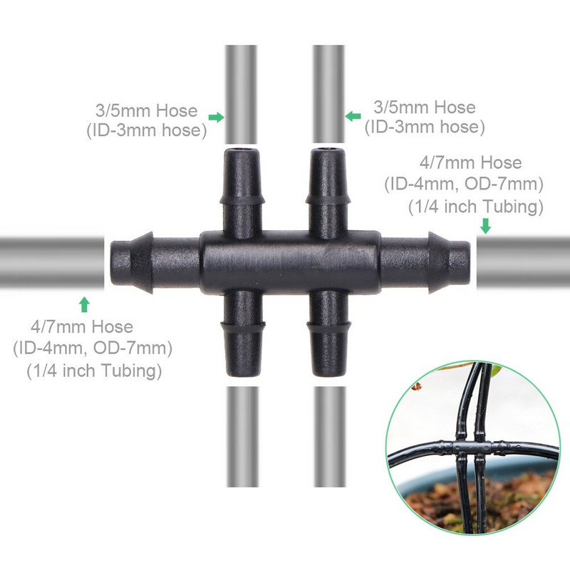 Kerti öntöző csepegtető készlet Zöld ívelt nyíl csepegtető 3/5 mm-től 4/7 mm-ig tömlőcsatlakozó üvegházi öntözés cserepes víztakarékos