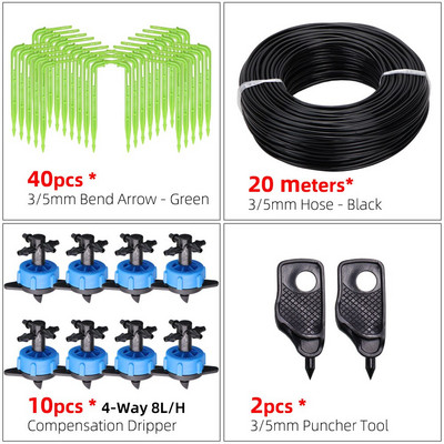 1 készlet 100-10 m üvegház 2 l 4 l 8 l/h csepegtető öntözés 4 utas 3/5 mm csepegtető zöld távadó automata öntözőrendszer cserepes kertekhez