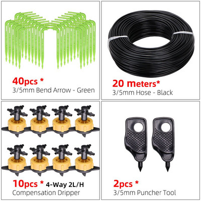 1 készlet 100-10 m üvegház 2 l 4 l 8 l/h csepegtető öntözés 4 utas 3/5 mm csepegtető zöld távadó automata öntözőrendszer cserepes kertekhez
