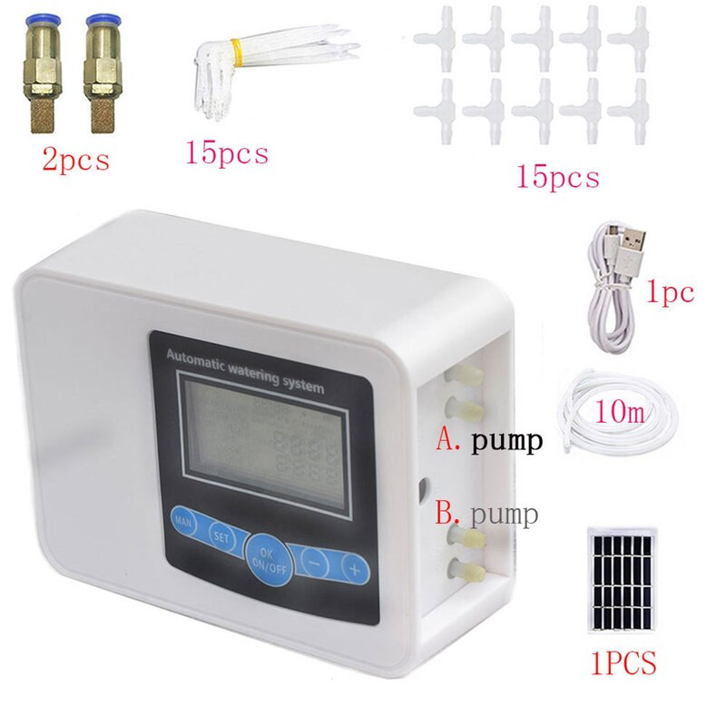 20/15/10M Grădină Pompă dublă Solar USB Încărcare în mod dublu Udare Sistem de irigare prin picurare Plant de flori Udare cu temporizator automat