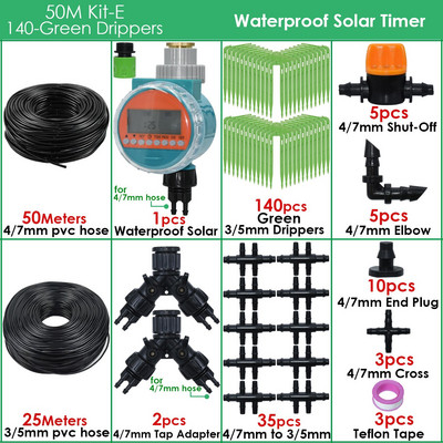 Üvegházhatású automatikus csepegtető öntözés 4/7 mm-től 3/5 mm-ig csepegtető nyíl zöld jeladós öntözőrendszer időzítő vezérlője cserepes kerthez