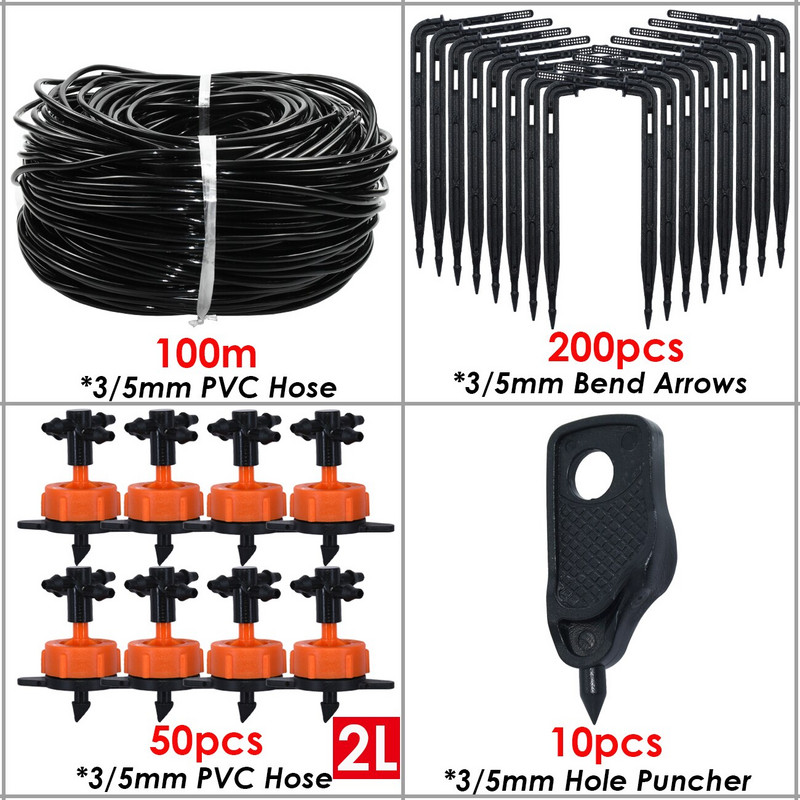 KESLA 2L nyíl csepegtető rendszer emitter 4 utas 3/5mm Tömlő csepegtető nyíl Cseppelő üvegház Öntözőrendszer vízcsepp kert 5-50 szett