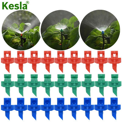 KESLA 60PCS 90 180 360 Degree Refraction Nozzle Garden Irrigation for Flowers Plants Spray Nozzle Misting Sprayer Irrigation