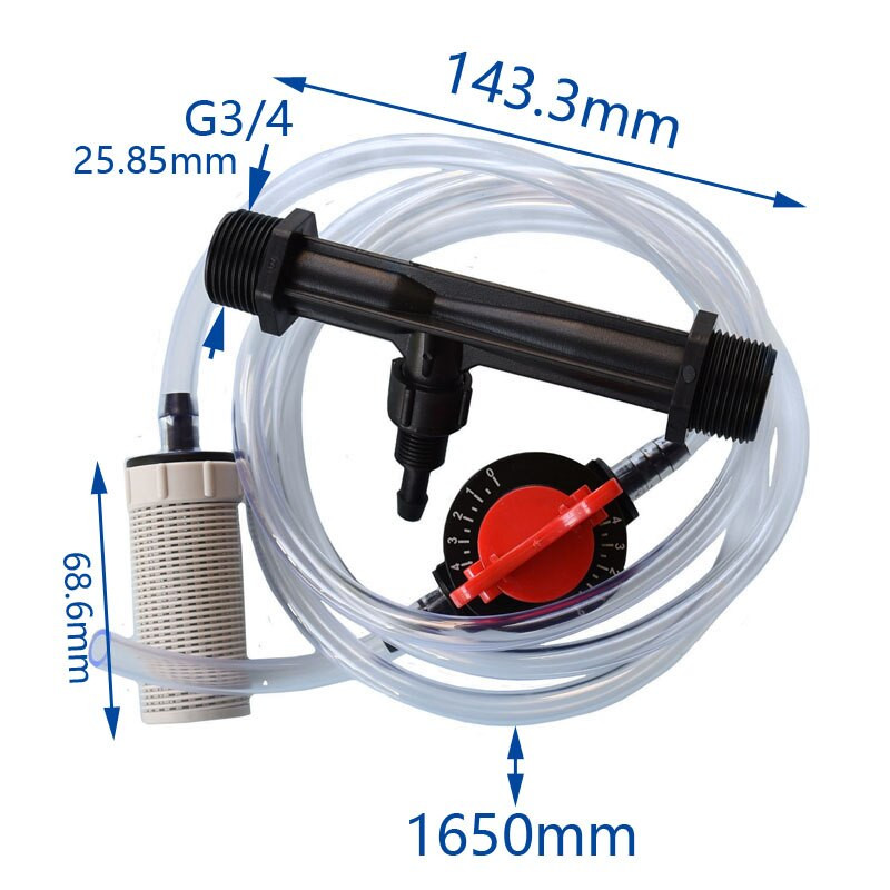 Drėkinimo Venturi trąšų purkštukas 3/41/2 Venturi sistema Automatinis trąšų rinkinys Filtras įmontuotas svorio rutulys 1 komplektas