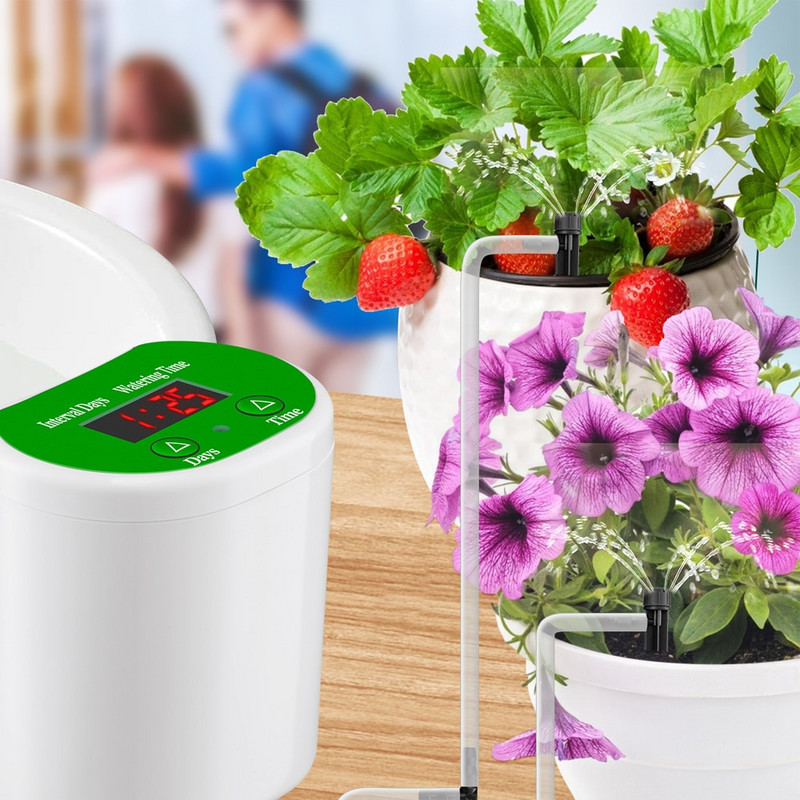 Automatinis laistymo rinkinys 2/4/8 galvutės siurblio laikmačio sistema Išmanusis valdiklis Gėlės Augalai Bonsai Namų purkštuvas lašelinio drėkinimo įrenginys