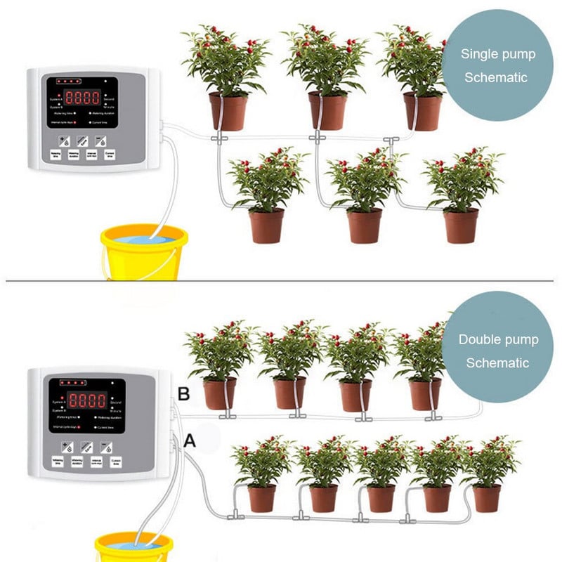 1/2 pompă inteligentă irigare prin picurare pompă de apă sistem temporizator grădină dispozitiv automat de udare cu energie solară de încărcare plantă în ghiveci