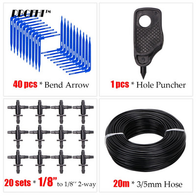 20M 1/8'' Picurator cu mai multe ieșiri Sistem de irigare a plantelor în ghivece Seră prin picurare 3/5mm Săgeată cu 4 căi Emițător în 2 căi Grădină