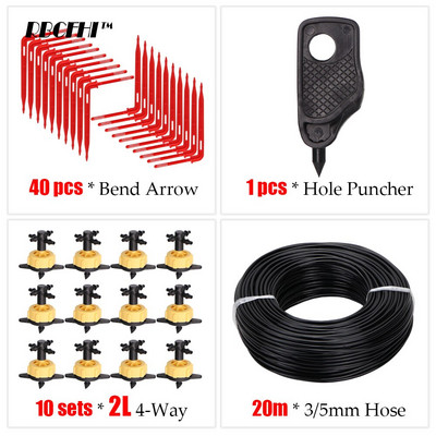 20M 1/8'' Picurator cu mai multe ieșiri Sistem de irigare a plantelor în ghivece Seră prin picurare 3/5mm Săgeată cu 4 căi Emițător în 2 căi Grădină