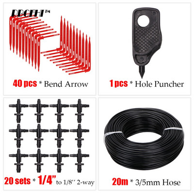 20M 1/8'' Picurator cu mai multe ieșiri Sistem de irigare a plantelor în ghivece Seră prin picurare 3/5mm Săgeată cu 4 căi Emițător în 2 căi Grădină