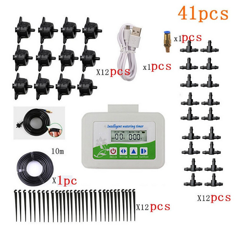 Dispozitiv de udare automat pentru grădină, cu mod dublu USB, sistem de irigare prin picurare a plantelor, temporizator, pompă de apă, dispozitiv de udare solar