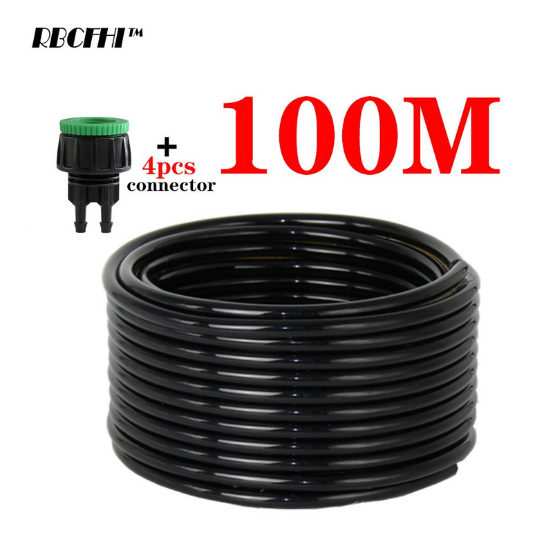 RBCFHI 25/50/100 m öntözőtömlő 4/7 mm kerti öntözőtömlő csatlakozó öntözőtömlő 1/2" és 3/4" integrált csatlakozóval