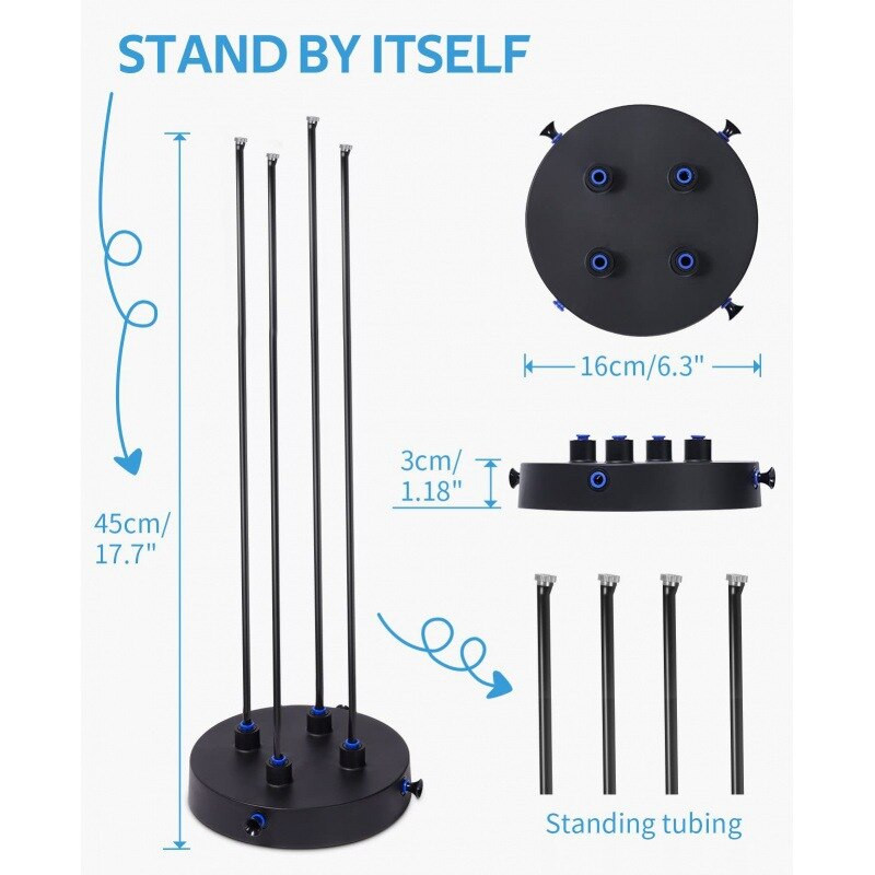 US/EU Plug Stand-up párásító hűtőrendszer 8MLine+4 sárgaréz fúvókákkal, flexibilis Mister belső udvarhoz, medence grillezéshez, vízben játszható gyerekeknek