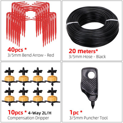 Üvegházhatású csepegtető öntözés 4-utas 2L 4L 8L 3/5 mm-es tömlő Arrow Kit Növénycserép Kerti Gyep öntözési kanyar csepegtető öntöző távadó