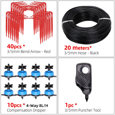 Üvegházhatású csepegtető öntözés 4-utas 2L 4L 8L 3/5 mm-es tömlő Arrow Kit Növénycserép Kerti Gyep öntözési kanyar csepegtető öntöző távadó