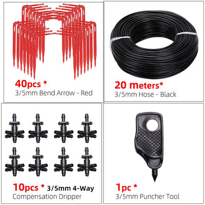 Üvegházhatású csepegtető öntözés 4-utas 2L 4L 8L 3/5 mm-es tömlő Arrow Kit Növénycserép Kerti Gyep öntözési kanyar csepegtető öntöző távadó