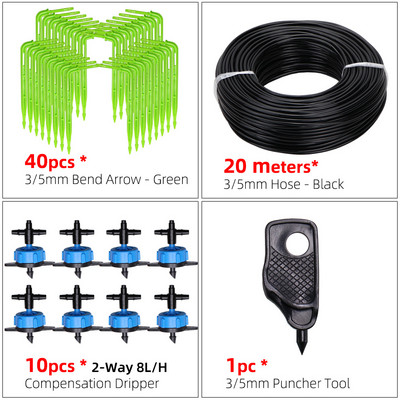 Üvegházhatású csepegtető öntözés 4-utas 2L 4L 8L 3/5 mm-es tömlő Arrow Kit Növénycserép Kerti Gyep öntözési kanyar csepegtető öntöző távadó