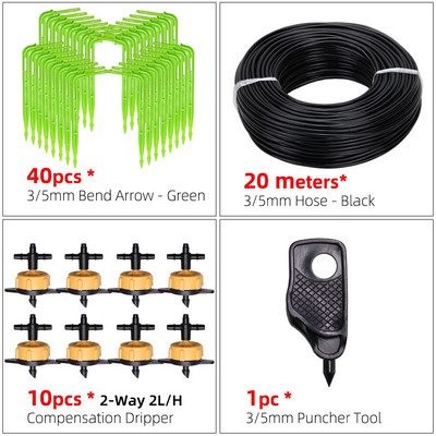 Üvegházhatású csepegtető öntözés 4-utas 2L 4L 8L 3/5 mm-es tömlő Arrow Kit Növénycserép Kerti Gyep öntözési kanyar csepegtető öntöző távadó