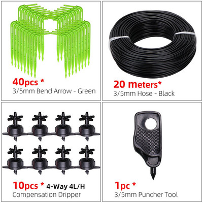 Üvegházhatású csepegtető öntözés 4-utas 2L 4L 8L 3/5 mm-es tömlő Arrow Kit Növénycserép Kerti Gyep öntözési kanyar csepegtető öntöző távadó