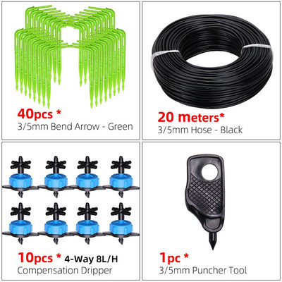 Üvegházhatású csepegtető öntözés 4-utas 2L 4L 8L 3/5 mm-es tömlő Arrow Kit Növénycserép Kerti Gyep öntözési kanyar csepegtető öntöző távadó