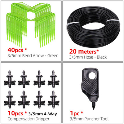 Üvegházhatású csepegtető öntözés 4-utas 2L 4L 8L 3/5 mm-es tömlő Arrow Kit Növénycserép Kerti Gyep öntözési kanyar csepegtető öntöző távadó