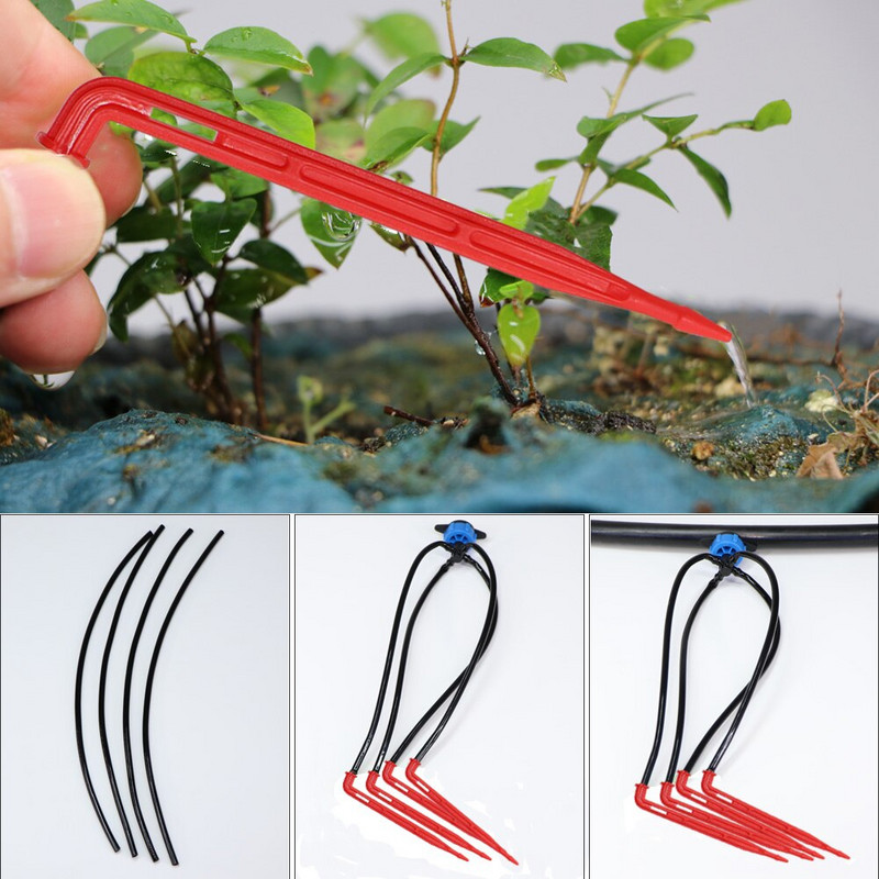 Üvegházhatású csepegtető öntözés 4-utas 2L 4L 8L 3/5 mm-es tömlő Arrow Kit Növénycserép Kerti Gyep öntözési kanyar csepegtető öntöző távadó