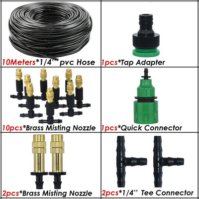 5M-30M 4/7mm Tee din alamă Duză Atomizor Furtun Irigare Grădină 1/4'' Sistem de udare de răcire cu ceață în aer liber pentru seră de terasă